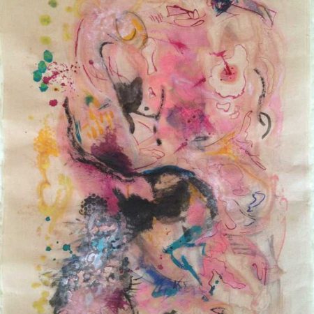 SOLD | Comes Love | Encaustic Monotype with Mixed Media on Fukunish Japanese Paper | 19" x 13" Ruth Maude