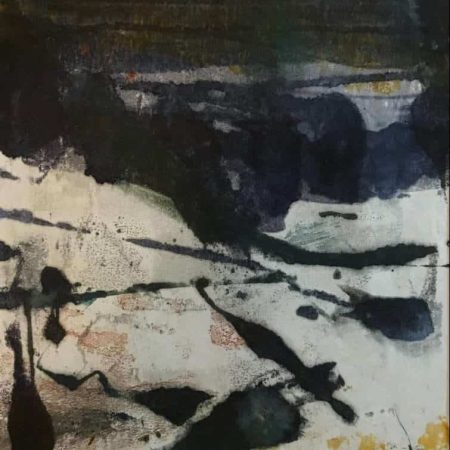 SOLD Midwinter's night | Encaustic Monotype on Washi Japanese Paper | 18" x 12" Ruth Maude
