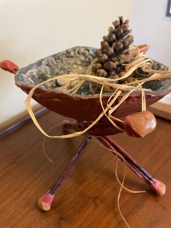Encaustic Vessel with dogwood branch stand