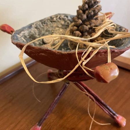 Encaustic Vessel with dogwood branch stand