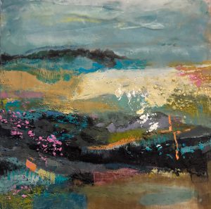 Ruth Maude, Sweet Memories, Encaustic mixed media on panel, 12 x 12 inches