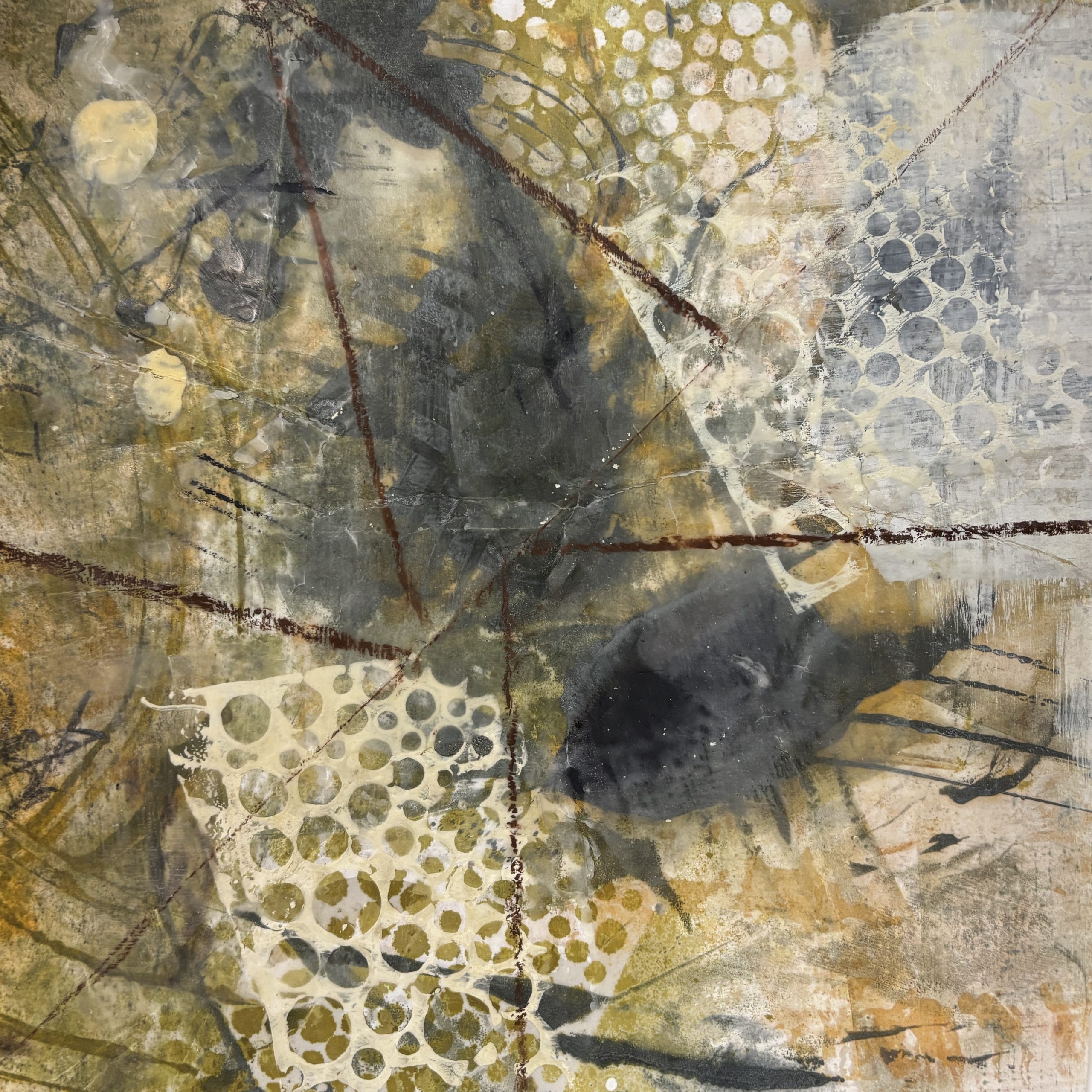 Weight of the World, Encaustic on Paper by Ruth Maude