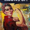 Elbows Up Rosie the Riveter encaustic painting by Ruth Maude