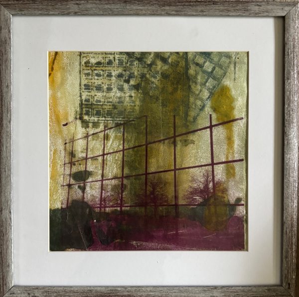 Reflections, Encaustic and silkscreen print on paper - Ruth Maude